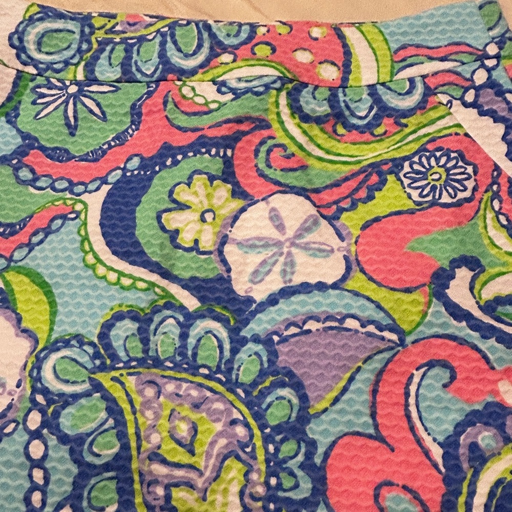 Lilly Pulitzer Conch Republic Shells Fish Groovy Pink Aqua Skirt Size 2 - Picture 5 of 11